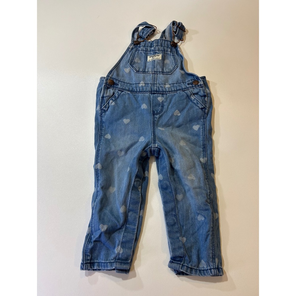 OshKosh B'gosh Overalls Girls' 18M Blue Heart Print Denim Vestbak
